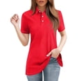 thumbnail image 3 of Polo Shirts for Women Short Sleeve Polo Golf T Shirts Summer Business Dressy Casual Tops Work 3 Button Collared Basic Tees Vermilion L, 3 of 4