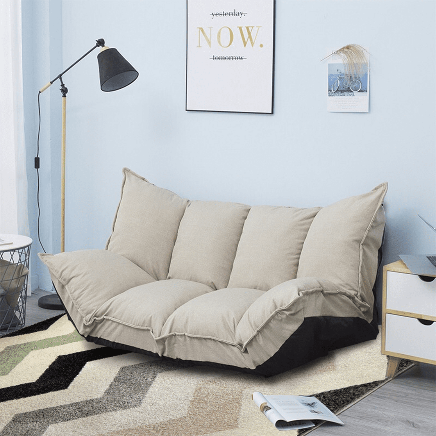 Beige Elibeauty Lazy Leisure Sofa-indoor Fabric Leisure Sofa Lazy Sofa Bean Bag Bedroom Leisure Seat Cover Ergonomic Design Removable And Washable