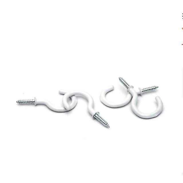 CARBONLIKE 50 piezas 1.1\" Taza Ganchos para tazas Rebordeado Metal Tornillo Blanco