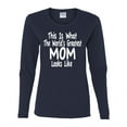 thumbnail image 2 of World's Greatest Mom Looks Like Mother's Day Womens Graphic Long Sleeve T-Shirt, Navy, Small, 2 of 3