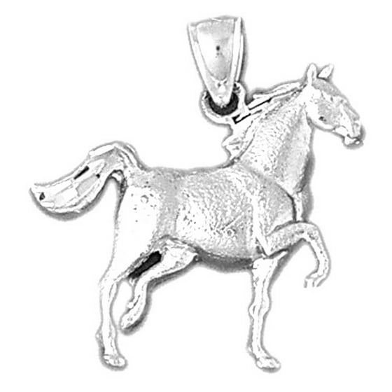 18k White Gold Horse Pendant 38 Mm