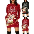 thumbnail image 2 of Gvmfive Women Christmas Hoodies Dress with Pocket Cute Cartoon Sequined Long Sleeve Tunic Sweatshirt, 2 of 4