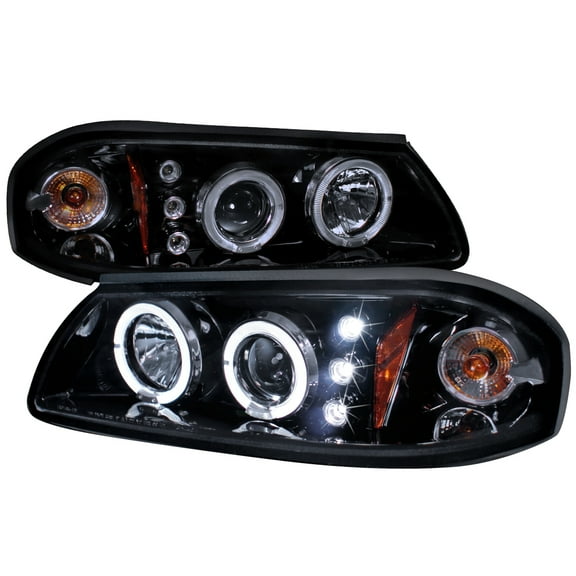 Dual Halo Projector Headlights (Black Housing/Smoke Lens) Made for and Compatible with 2000-2005 Chevrolet Impala