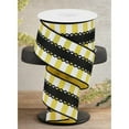 thumbnail image 2 of 2.5" Lace On Horizontal Stripe Ribbon: Black, Yellow, White (10 Yards), 2 of 3