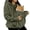 Army Green, variant on Women Fuzzy Fleece Hoodie Carrier Pouch Zip Up Hooded Warm Winter Jacket Pink,Size L