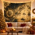 thumbnail image 3 of Celestial Map with Compass Rings and Ship, Mystical Fantasy Illustration, Housewarming Gift for Travel Lovers, Navigation Wall Art, Tapestry Wall Hanging for Office and Dorm, 3 of 7
