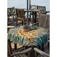 thumbnail image 3 of Outdoor Tablecloth with Umbrella Hole Zipper Summer Pineapple Round Tablecloth 60" Waterproof Outside Table Cloth Brown Wood Tropical Palm Monstera Leaves Patio Table Cover Tablecloths for Picnic, 3 of 8