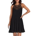 thumbnail image 1 of Vestido ZESICA para mujer, verano 2025, de chifón, halter, negro, talla L, 1 of 8