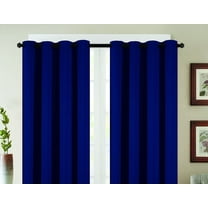 Set Of 2 Coco Blackout Grommet Top Curtain Panels, Energy Saving, Blocks Noise, Navy Blue