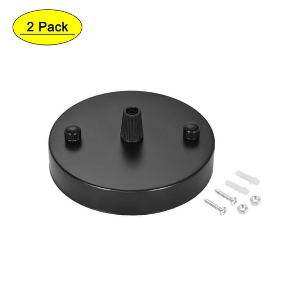 Unique Bargains Retro Light Canopy Kit with Black Cord Grip, Vintage Chandelier Ceiling Plate, 100mm 3.9Inch Black 2Pcs