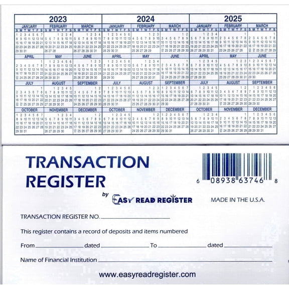 12 Check registers for Personal Checkbook - Checkbook Ledger Transaction Registers Log for Personal or Business Bank Checking Account, Saving Account, Deposit, Credit Card, and Large Booklet
