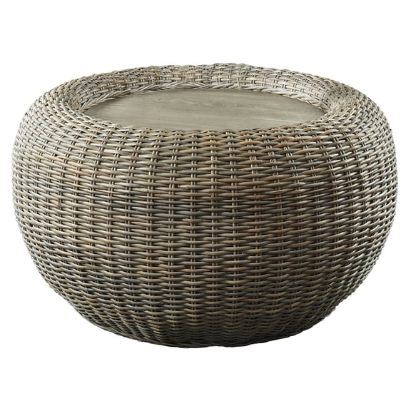 Furniture of America Yessy 38-inch Natural Rattan Drum Round Coffee Table