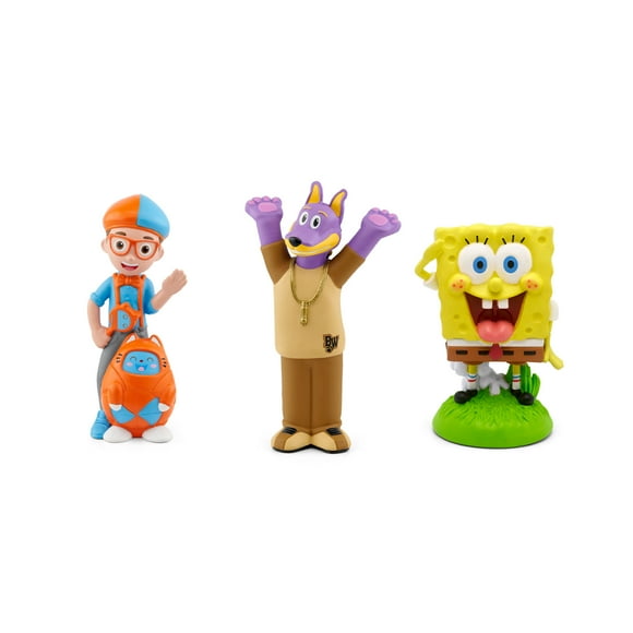 Tonies Blippi Audio Figurine PLUS Tonies Doggieland Audio Figurine & Tonies Spongebob Squarepants Audio Figurine (ENGLISH ONLY) Bundle