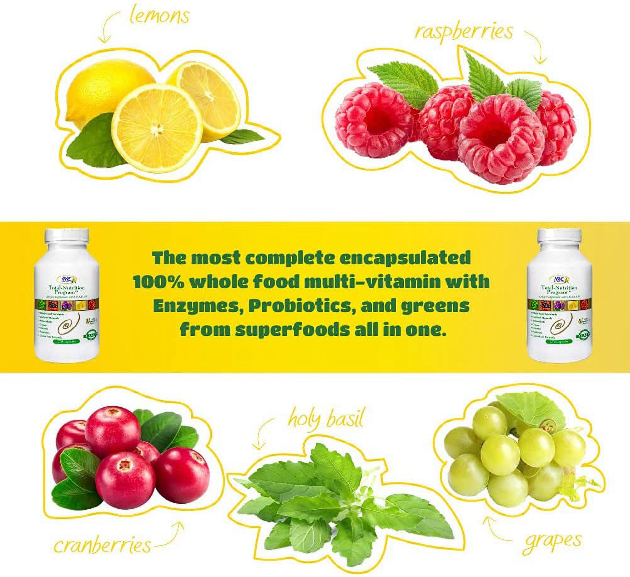 Total-Nutrition Program Multivitamin with Enzymes Plus Prebiotics and Probiotics Supplement, Complete Care for Men and Women, Vegetarian Natural Whole Food Vitamins, 270 Capsules by NWC Naturals