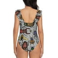 thumbnail image 6 of Yiaed Bright Insects Print Women's Ruffled One Piece Swimsuit V Neck Swimwear Slimming Monokini for Woman-Large, 6 of 8