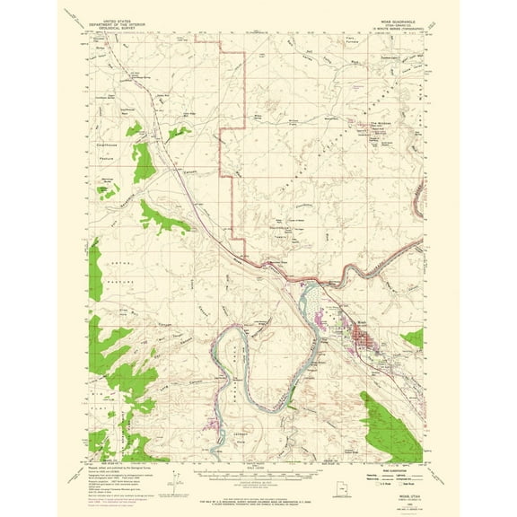 Topographical Map - Moab Utah Quad - USGS 1959 - 23 x 29.54 - Vintage Wall Art