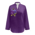thumbnail image 4 of Ruyang Womens 2024 Summer Tops Boho Floral Print V Neck Long Sleeve Casual Loose Shirts Tops Dressy Fashion Blouses Shirts, 4 of 4