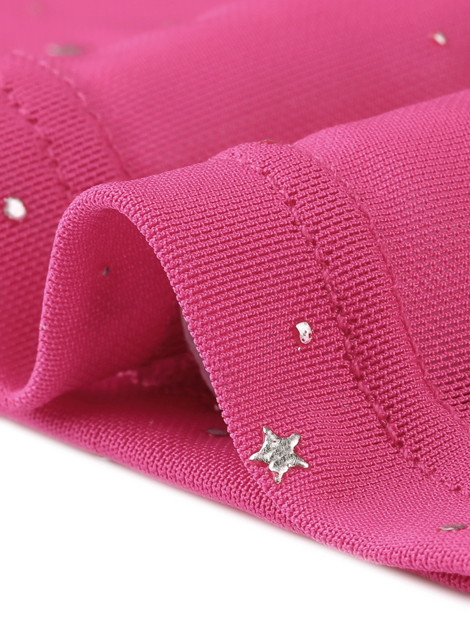 DARING DIVA Women's Plus Glitter Silver Star Sheer Crop Blouse 4X Hot Pink