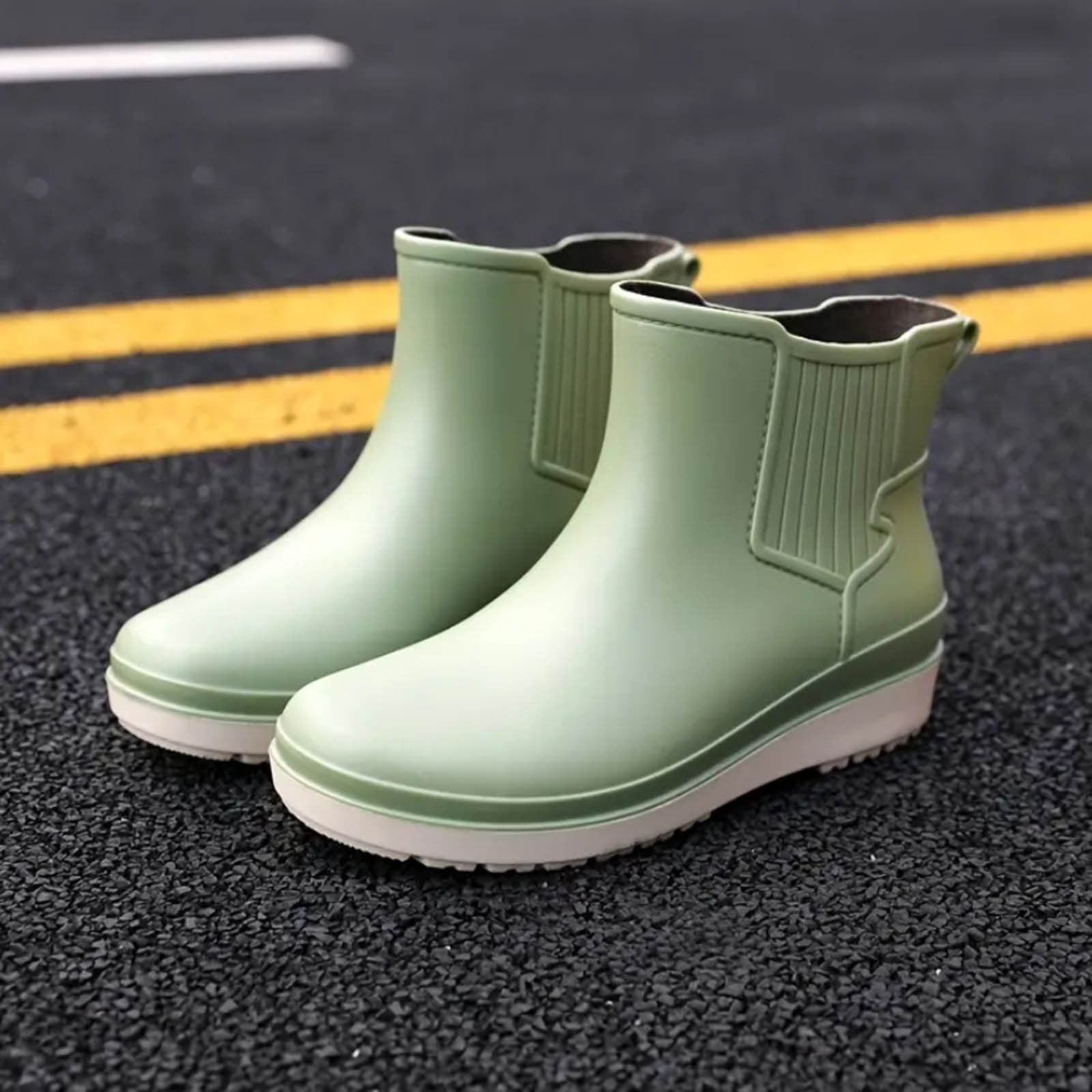 Juosiy Women's Ankle Rain Boots Walking Fishing Rubber Water-proof Outdoor Non Slip Work Shoes