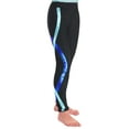 thumbnail image 4 of YEAHDOR Girls High Waisted Leggings Stretchy Striped Tights Teens Casual Sports Running Pants Black&Blue 6, 4 of 7