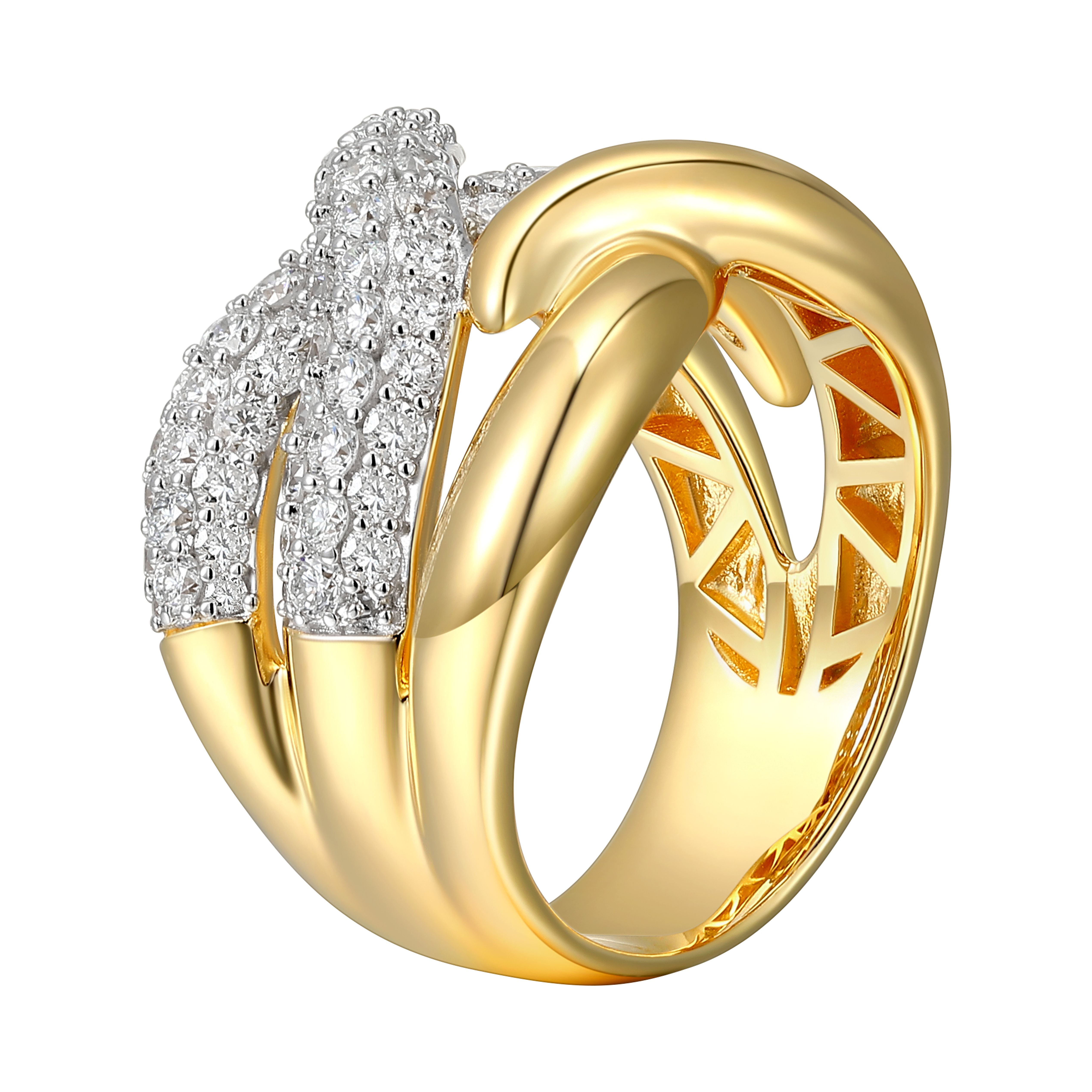 Forever Facets 1 CT TW Lab Grown Diamond Ring in 18K Gold over Sterling Silver, Adult Female