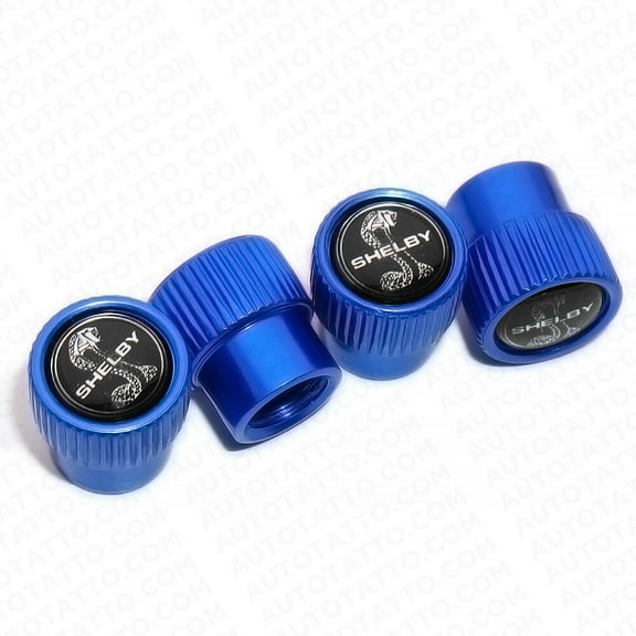 4pcs Universal Fit Shelby Car Wheels Tire Air Valve Caps Stem Dust Cover Blue