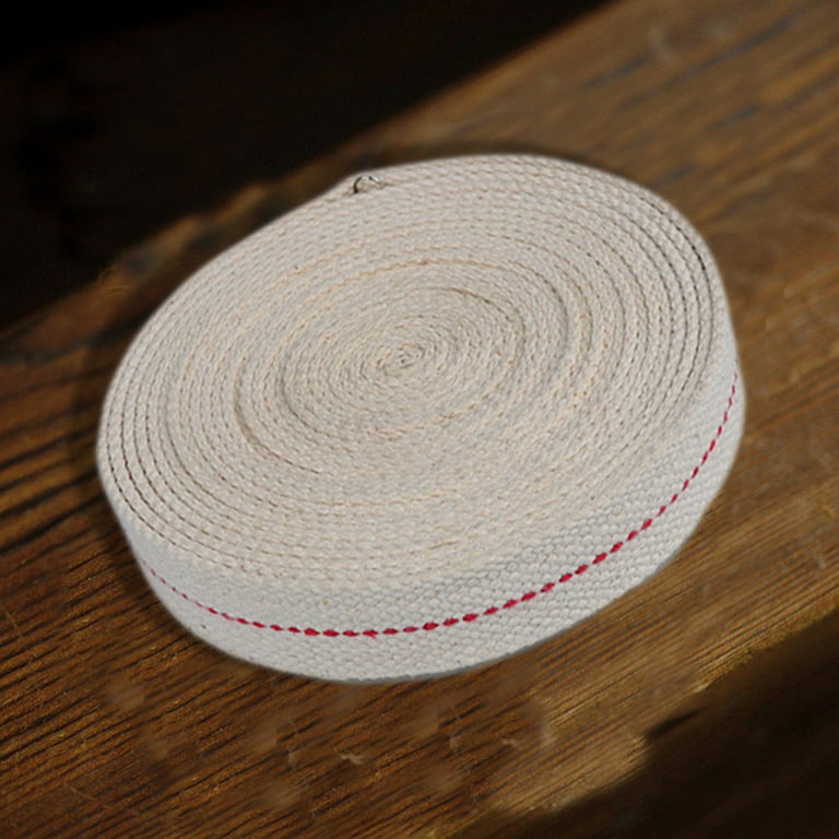 Sufanic Cotton Wick,3.28Ft Flat Cotton Oil Lamp Wicks Roll White for Oil  Lamps and Lanterns with Red Stitch 