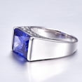thumbnail image 5 of Men's Ring 10ct Square-Cut Created Blue Tanzanite 925 Sterling Silver Engagement Wedding Bands, 5 of 7