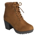 thumbnail image 1 of Womens Casual Lug Sole Chunky Heel Ankle Combat Boot, 1 of 2