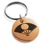 Stainless Steel Satake Samurai Crest Engraved Small Medallion Circle Charm Keychain Keyring