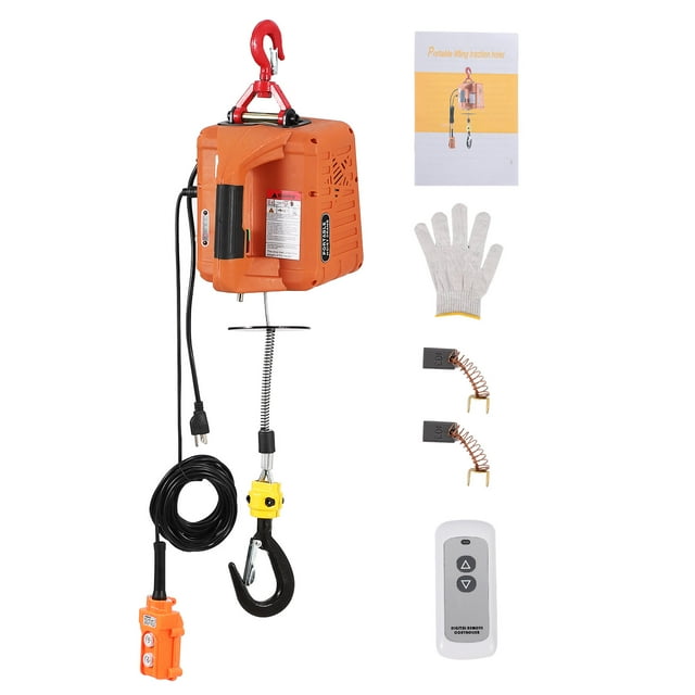 EDTara Portable Electric Hoist Winch, 3 In 1 Design With 1100 Lbs Capacity, 110v Power, 25 Ft Lifting Height, Remote Control, Overload Protection and 1500w Motor for Heavy Duty Tasks