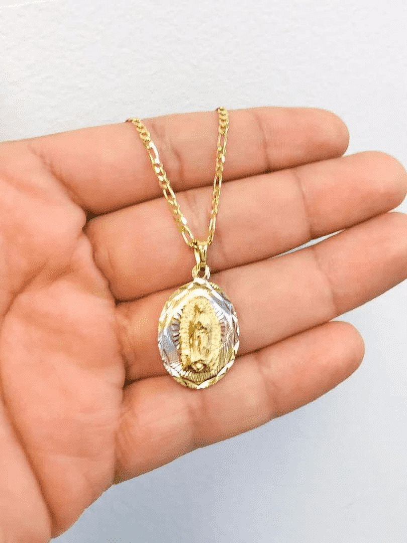 NEW VIRGEN DE GUADALUPE MEDAL CADENA NECKLACE PENDANT W FIGARO CHAIN J –  RAONHAZAE