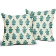 thumbnail image 2 of Auqa Teal Floral Pillow Covers 18x18 Set of 2 Spring Summer Flower Leaves Print Decorative Throw Pillow Cases Outdoor Farmhouse Decoration for Sofa Couch Bed, 2 of 6