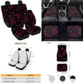 thumbnail image 4 of Yuyamidu Pink Heart Front Back Seat Cover Set of 15 Car Carpet Mats Steering Wheel Cover Seat Belt Pad Handbrake Cover Set Coasters for Women, 4 of 6
