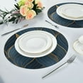 thumbnail image 6 of Round Placemats Set of 6 Heat Resistant Washable Kitchen Table Decorations 15.4in Blue-gold Lines, 6 of 7