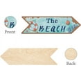 thumbnail image 4 of 3 piezas de madera "La playa es mi lugar feliz", letrero de madera con forma de flecha, placa colgante, decoración de pared, estilo rústico de granja, cocina con agujero, 4 of 9
