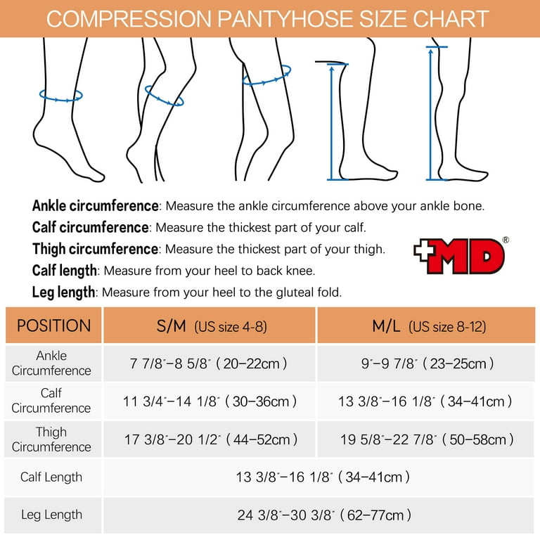 +MD 15-20mmHg Women's Stirrup Compression Pantyhose Open Toe Medical  Quality Ladies Support Tights Brown M/L