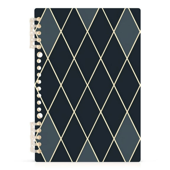 Carbon Black Block Notebooks 1-subject Journal 60 Sheets A5 College Ruled Paper Detachable Ring 8.3"x5.7"