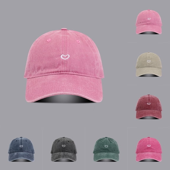 Heart Love Vintage Washed Denim Baseball Cap for Men Women Outdoor Sun Protection Running Workouts Hat Black One Size