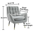 thumbnail image 4 of Art Leon Tufted Wingback Chair, Velvet Deep Upholstered Accent Chair for Living Room, Light Gray, 4 of 9