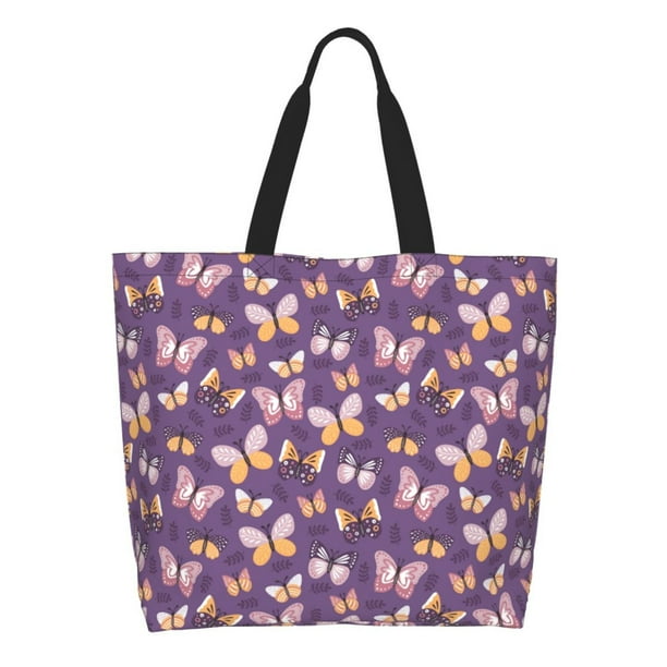 Balery Butterflies And Floral Bolsa Tote Estilo Estético con Cremalleras, Bolsa de Hombro, Bolsa de Compras Grande y Plegable