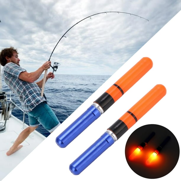 Night Lighted Bobber, 2pcs Light Fishing Floats Vertical Luminous  Electronic Bright For Outdoor Activities Blue