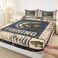 thumbnail image 5 of Manfei Retro Pike Fish King Sheets, Fishing Tool Print Bedding, Navy Beige Olive, 4-Piece, 1 Flat Sheet, 1 Fitted Sheet and 2 Pillowcases, 5 of 6