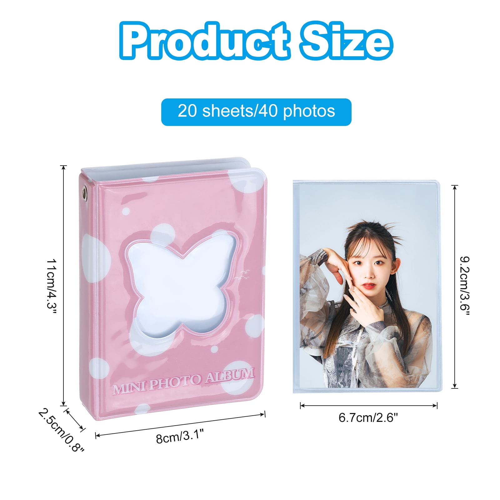 Unique Bargains Mini Photocard Binder Butterfly Hollow Album for Cards Storage Pink
