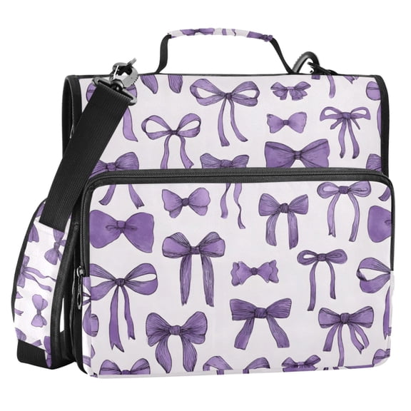 ALAZA Zipper Binder Purple Bow 2 in 3 Ring Trapper Keeper 500 Sheet Capacity File Folder Organizer Bag