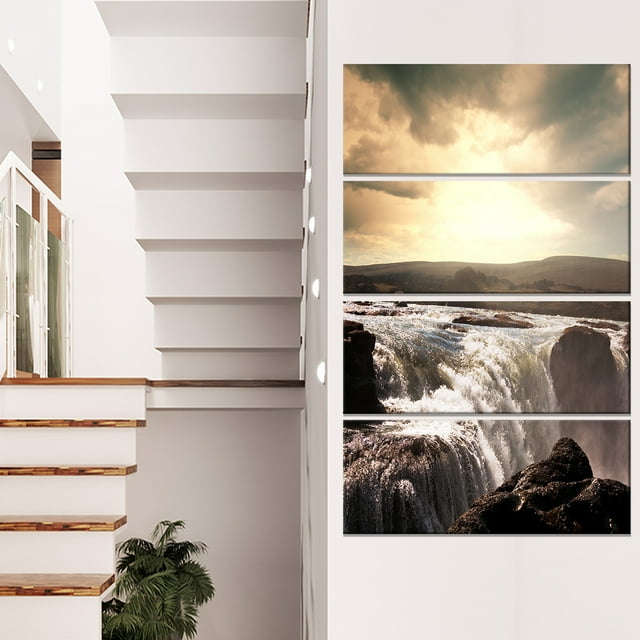 White Waterfalls in Iceland - Large Seashore Canvas Print