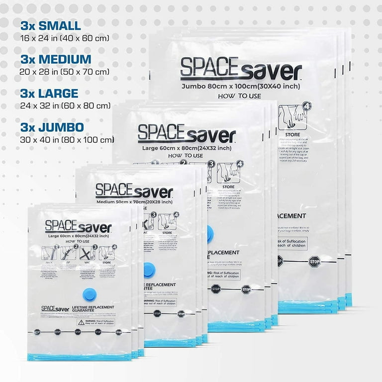 Spacesaver Premium *Small* Vacuum Storage Bags (Works with Any Vacuum  Cleaner + Free Hand-Pump for Travel!) Double-Zip Seal and Triple Seal