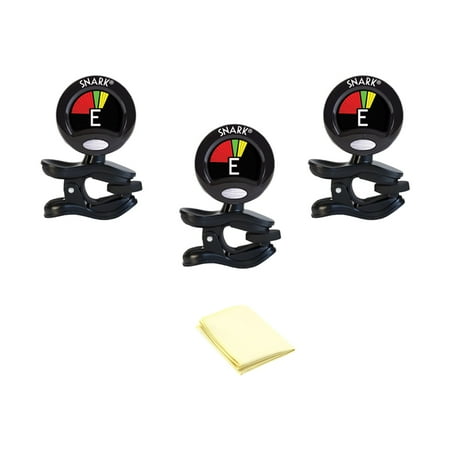 Violin Tuner Snark Snark SN5X Clip-On Tuner for Guitar, Bass & Violin 3-Pack with Custom Designed Polishing Cloth ()