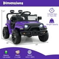 thumbnail image 3 of Gymax Kids Ride on Car Truck 12V Battery Powered Electric Vehicle w/ Foldable Mirrors Purple, 3 of 10
