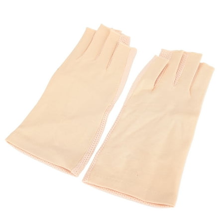 

Anti UV Gloves Comfortable Nail Art Skin Care Half Finger Gloves Sunburn Protection For Manicures Beige